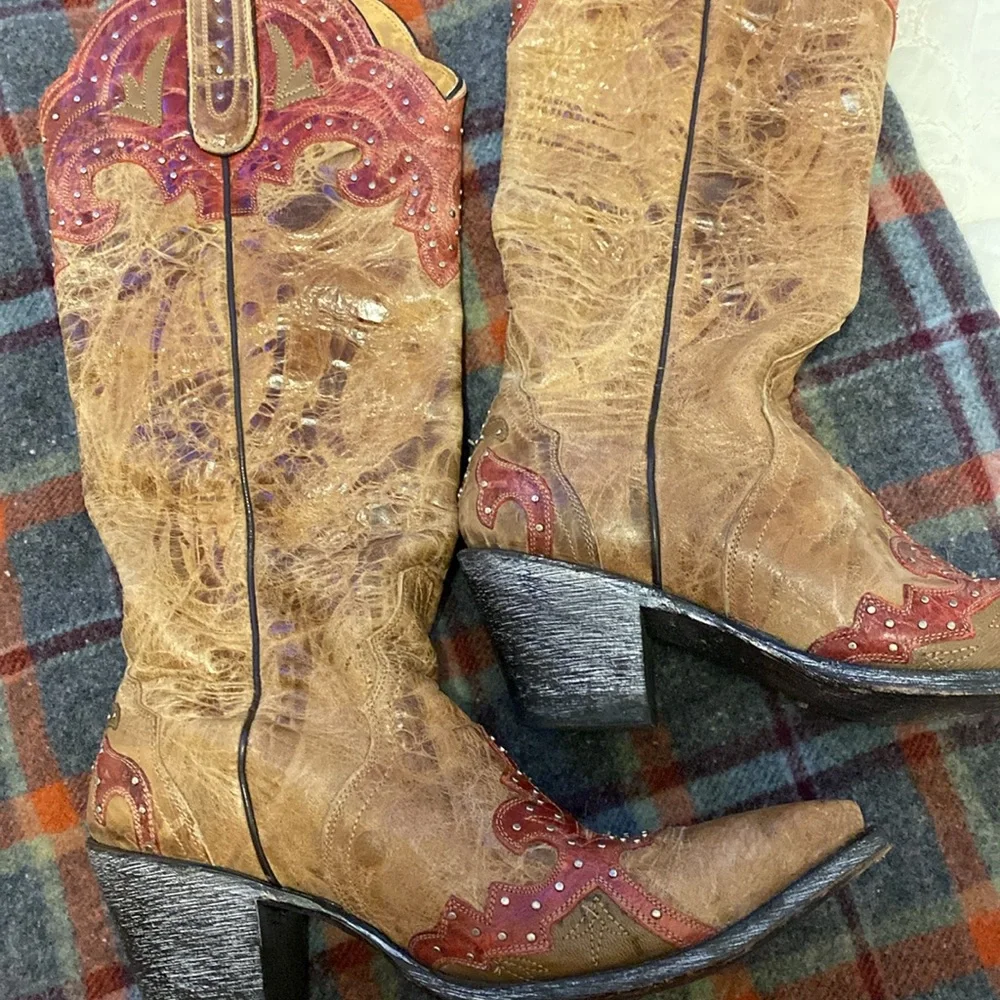 Sterling River Boots Brown and Red Western Boots. - Picture 6 of 11